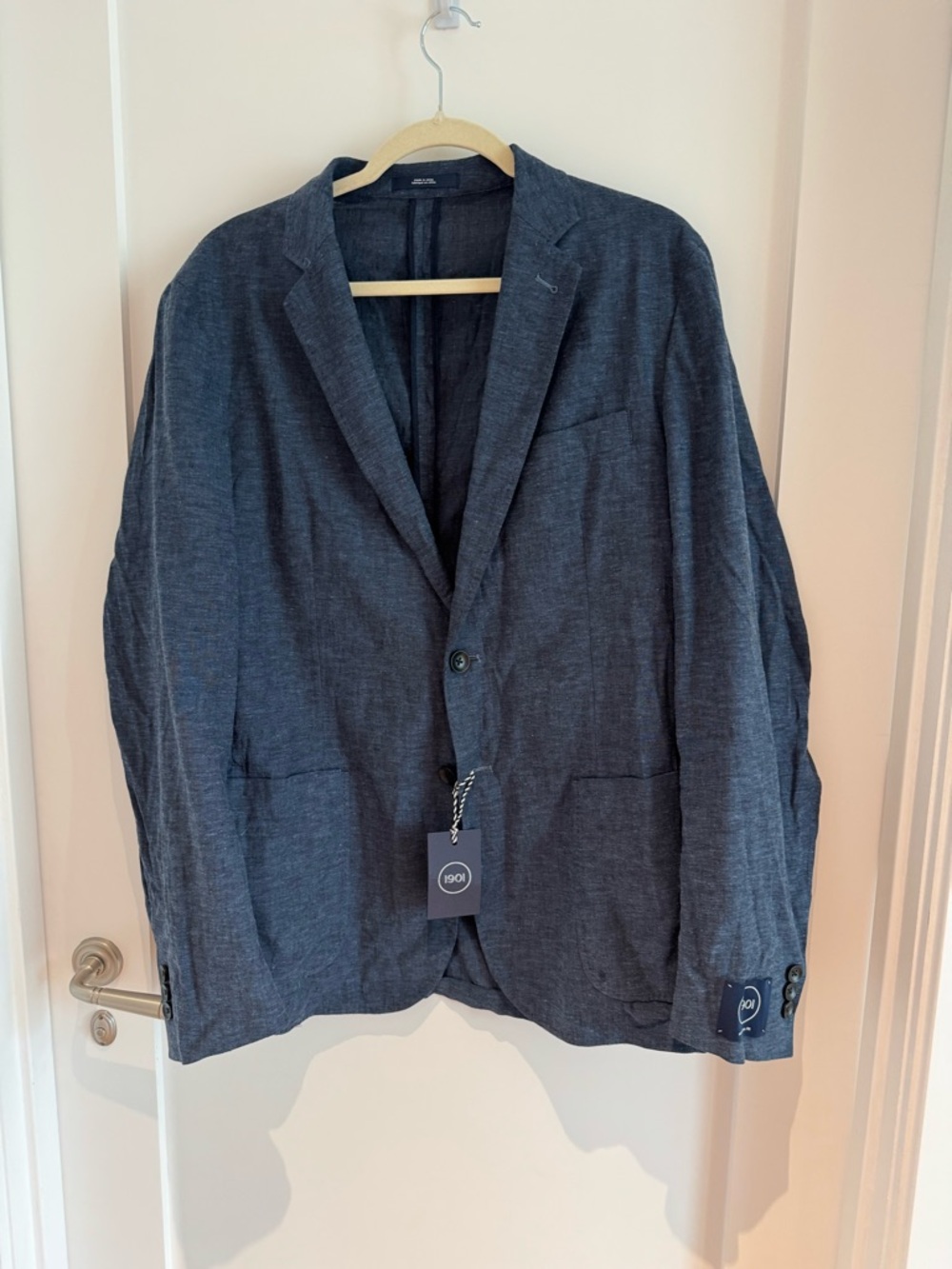 NWT 1901 Navy Textured Linen-Blend Blazer